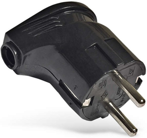 Вилка угловая 16А 250В с заземл. черн. (еврослот) UNIVersal А0105